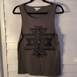 Grey tank with black design